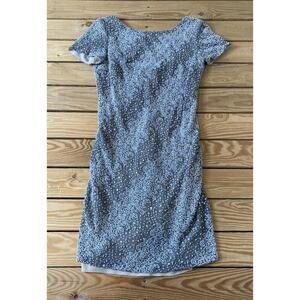 Vintage Kay Unger Embroidered Sequined Midi Dress Size 6 Women’s Grey Lined